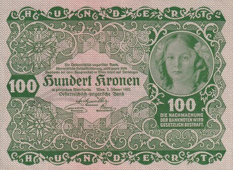 100 Kronen 1922 neperforovaná stav 0