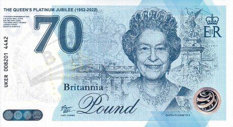 Britania 70 Pound UKER 44A2 Queen Elizabeth II.