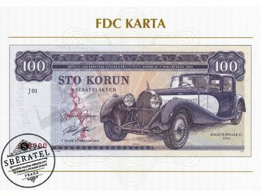 FDC karta 100 korun Bugatti Royale 41 - 2024