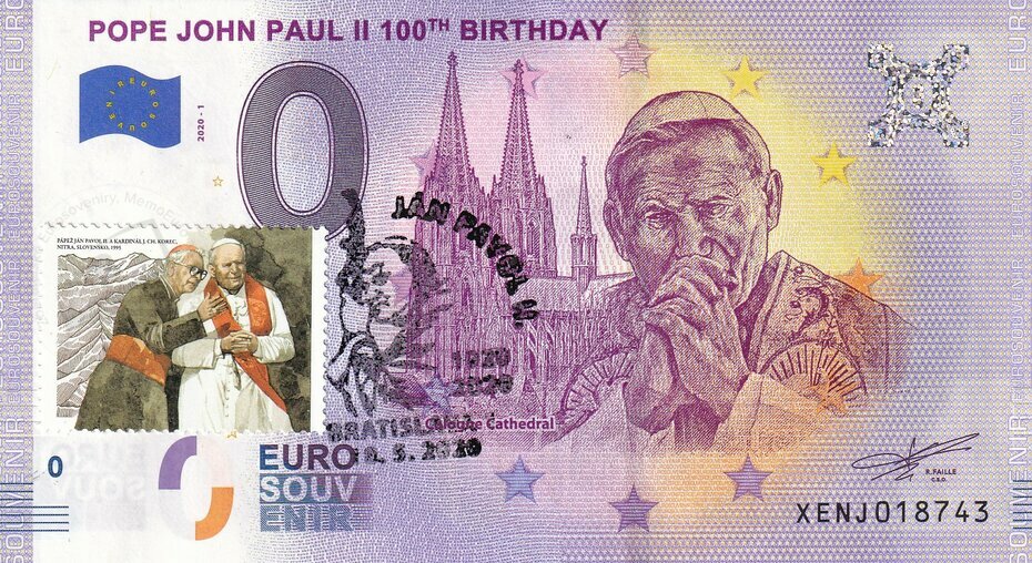Pope John Paul II 100TH Birthday XENJ 2020-1 známka+pečiatka