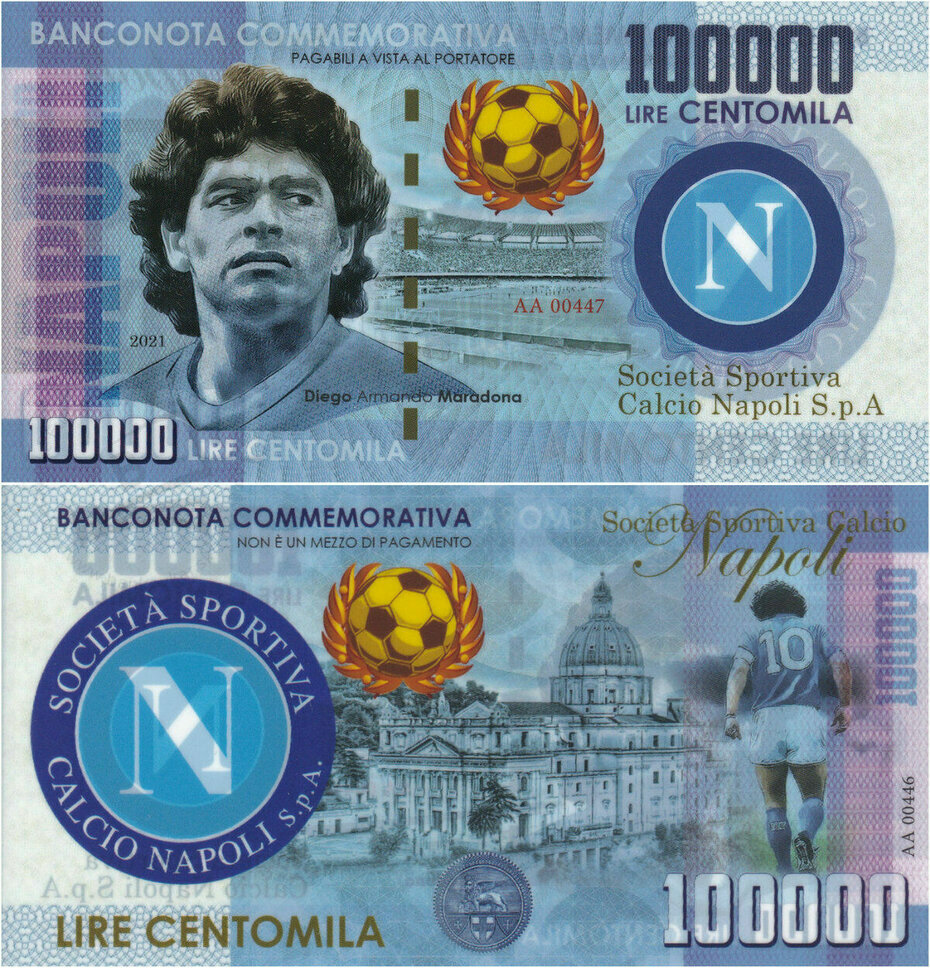 100000 Lire Diego Maradona 2021