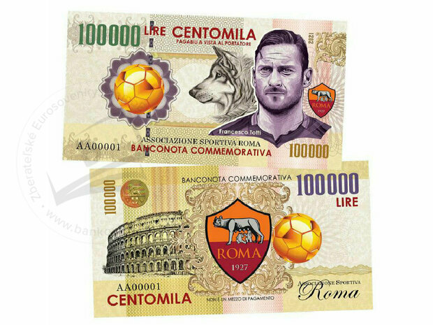 100000 Lire Francesco Totti 2021