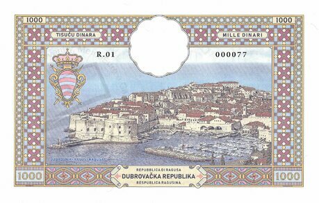 1000 dinara 2019 Dubrovnik UNC