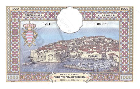 1000 dinara 2019 Dubrovnik UNC