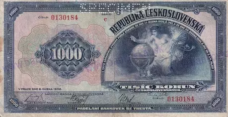 1000 Kč 1932 perforovaná séria C stav 3