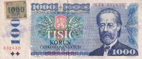1000 Kčs 1985 CZ kolok lepený séria C54 stav 2/3