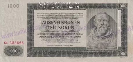 1000 Korun 1942 perforovaná séria Ea stav 1/2