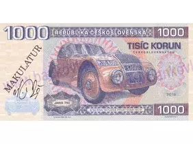 1000 Korún 2019 Jawa 750 (MAKULATUR) podpis