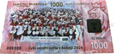 1000 Korun Česi mistři světa v hokeji 2024