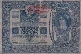 1000 Kronen 1902 s pretlačou (stav 3/4)