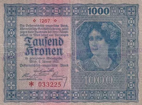 1000 Kronen 1922 neperforovaná