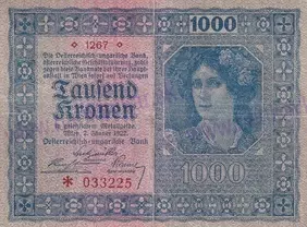 1000 Kronen 1922 neperforovaná (stav 3)