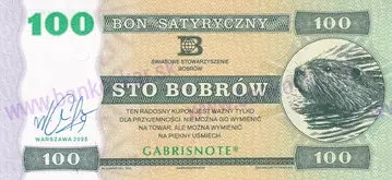 100 Bobrów (2025) Bon satyryczny, podpis M.Gábriš