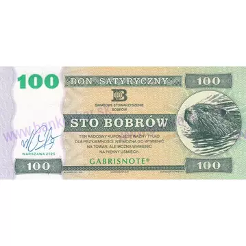 100 Bobrów (2025) Bon satyryczny, podpis M.Gábriš