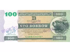 100 Bobrów (2025) Bon satyryczny, podpis M.Gábriš