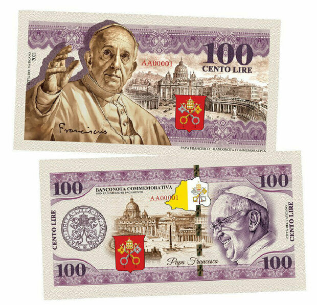 100 Cento Lire Papa Francesco 2021