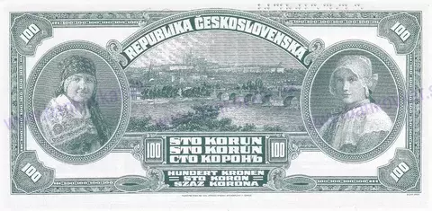 100 Kč reprint 1920-2020 SPECIMEN