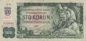 100 Kčs 1961 SK kolkovaná séria X88 (stav 3/4)