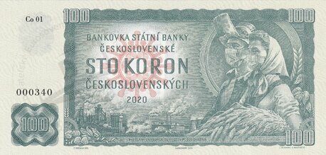 100 Koron 2020 Československých UNC
