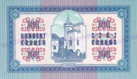 100 Korún 2019 kaštieľ Moravany