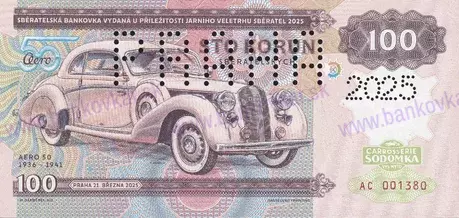 100 korun 2025 Zapadlík Aero 50
