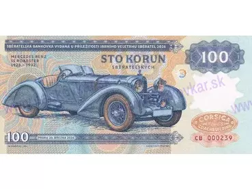 100 korun 2026 Zapadlík Mercedes Benz SS Roadster 1928-1932