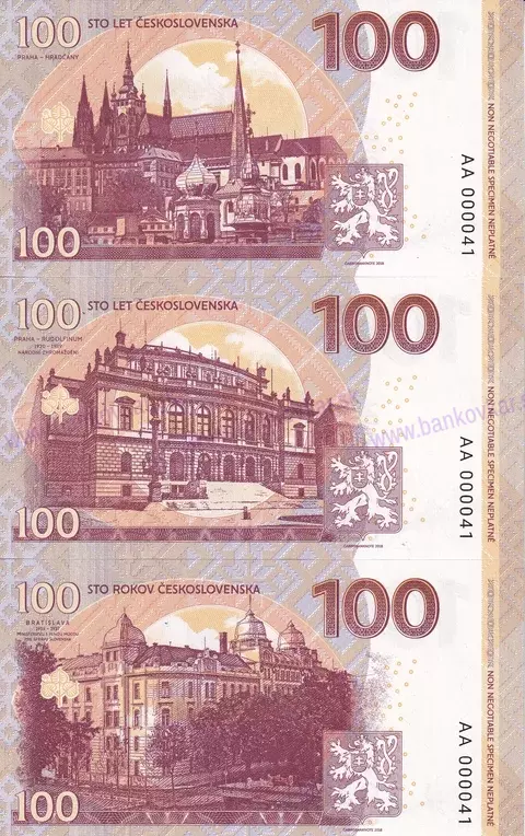 100 Korun ČSR Sada 3 prezidentov