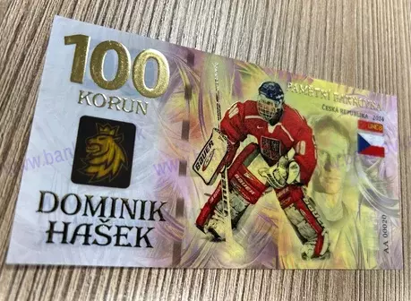 100 korun Dominik Hašek 2024 Polymér