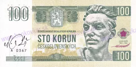 100 Korun Julius Fučík 2014