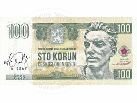 100 Korun Julius Fučík (2014) podpis