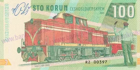 100 Korún lokomotíva T426.0 2022 podpis M.Gábriš