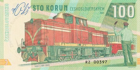 100 Korún lokomotíva T426.0 2022 podpis M.Gábriš