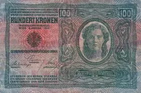 100 Kronen 1912 s pretlačou (stav 3)
