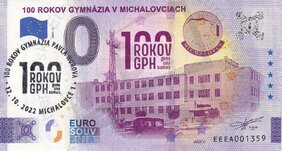 100 rokov gymnázia v Michalovciach (EEEA 2022-3) pečiatka POFIS
