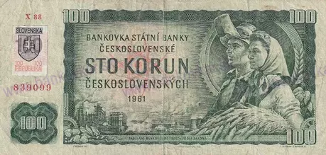 100 Sk 1961 kolkovaná séria G66 stav UNC