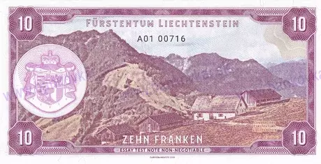 10 Franken 2019 Liechtenstein UNC