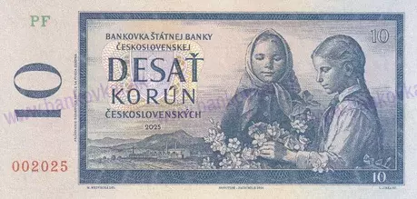 10 Korún Československých PF 2025novotlač