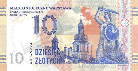 10 Zlotych 2017 Warszawa UNC