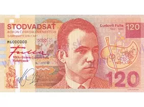 120 Korún Ľudovít Fulla (2022) pečiatka červená+podpis