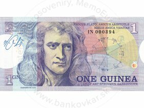 1 Guinea/21 Shillings Isaac Newton (2022) podpis