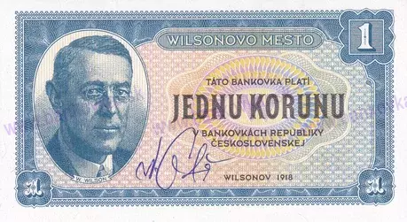 1 Koruna 2018 Wilsonovo mesto podpis 1 Koruna 2018 Wilsonovo mesto podpis