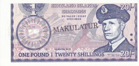 1 Pound/20 Shillings 2015 Shetland Islands MAKULATUR