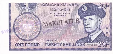 1 Pound/20 Shillings 2015 Shetland Islands MAKULATUR