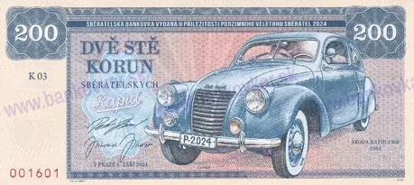 200 korun 2024 Zapadlík Škoda Rapid 1500