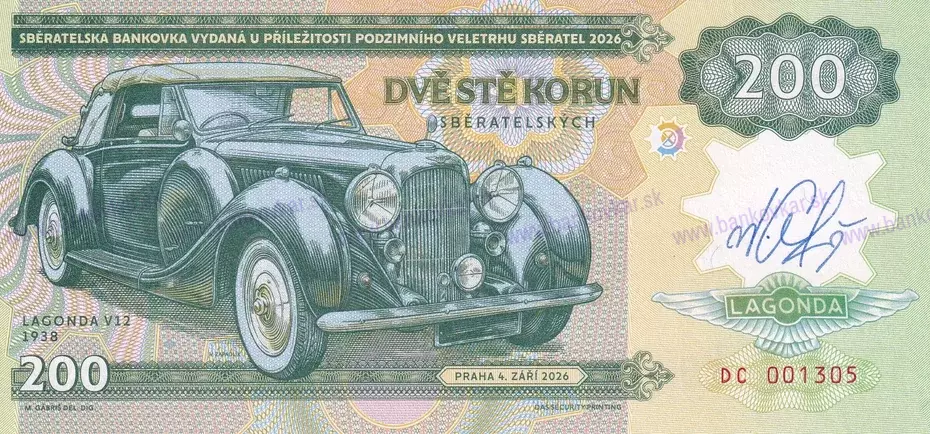 200 korun 2026 Zapadlík LAGONDA V12