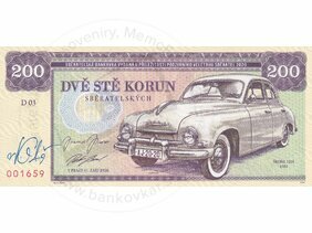 200 Korun Škoda 1201 Zapadlík (2020) podpis M.Gábriš