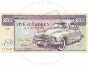 200 Korun Škoda 1201 Zapadlík (2020) podpis M.Gábriš