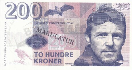 200 Kroner 2015 Jo Nesbo MAKULATUR
