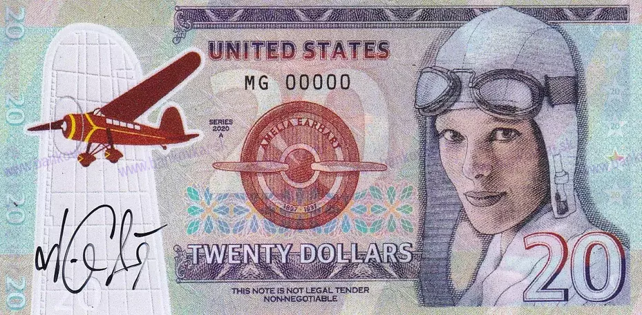 20 Dollars 2020 Amelia Earhart MAGNETKA