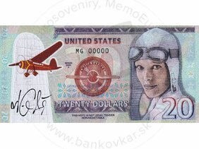 20 Dollars 2020 Amelia Earhart (MAGNETKA) +podpis M.Gábriš